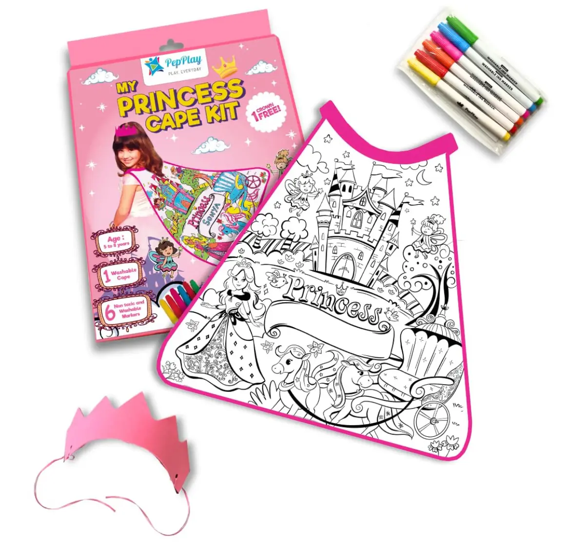 Pepplay Cotton My Princess Cape Coloring Kit, 6Y+