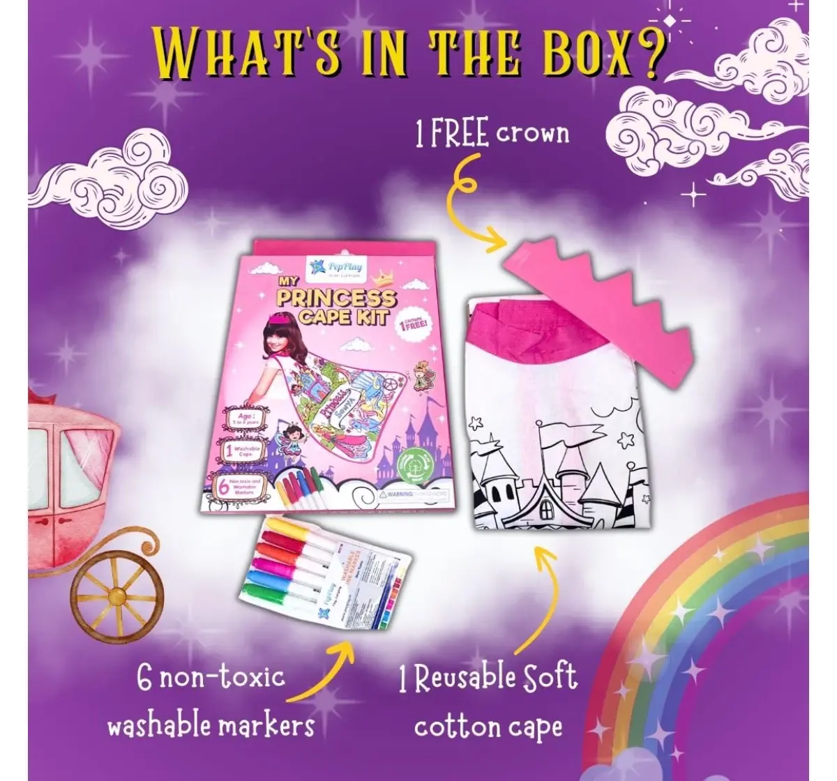 Pepplay Cotton My Princess Cape Coloring Kit, 6Y+