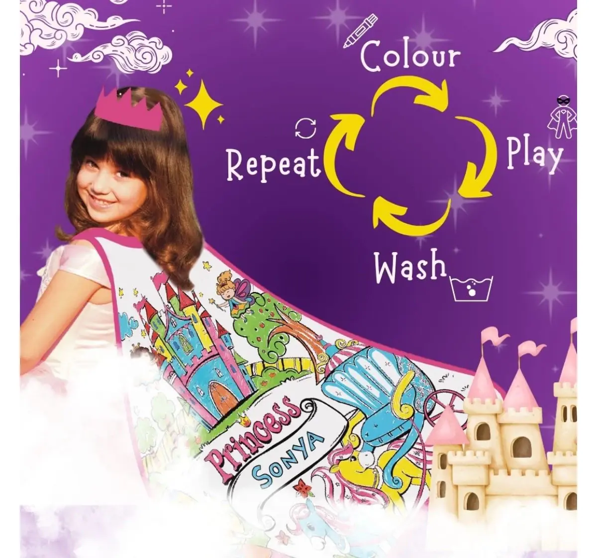 Pepplay Cotton My Princess Cape Coloring Kit, 6Y+