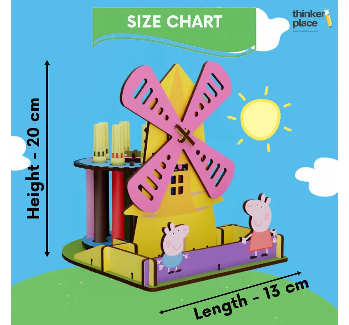 Thinkerplace DIY Peppa Pig Windmill Pen Stand, Educational Toys, 3Y+