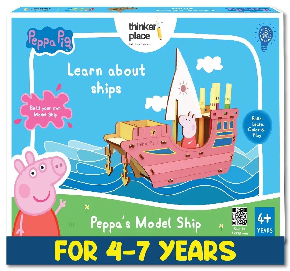 Thinkerplace DIY Peppa Pig - Cruise Ship Coloring Model, Educational Toys, 4Y+