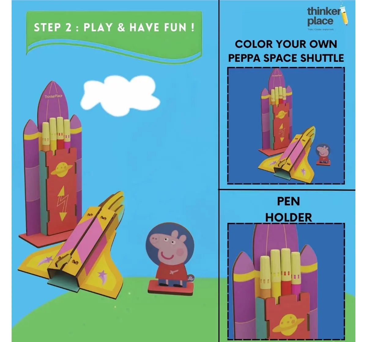 Thinkerplace DIY Peppa Pig - SpaceShuttle Coloring Model, Educational Toys, 3Y+