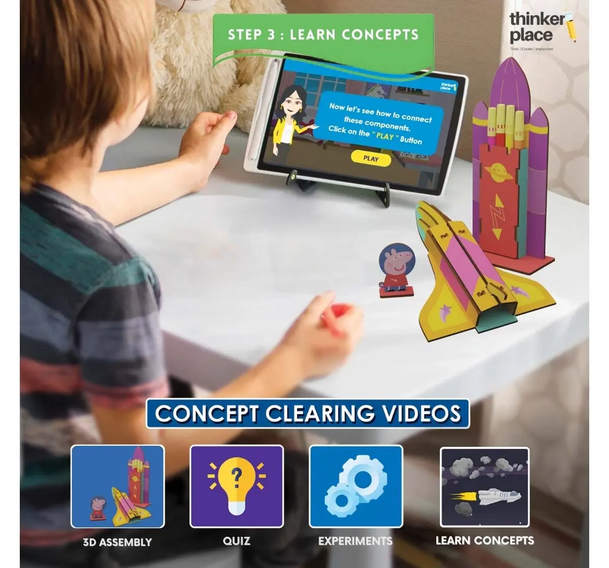 Thinkerplace DIY Peppa Pig - SpaceShuttle Coloring Model, Educational Toys, 3Y+