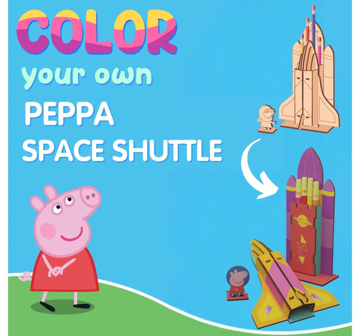 Thinkerplace DIY Peppa Pig - SpaceShuttle Coloring Model, Educational Toys, 3Y+