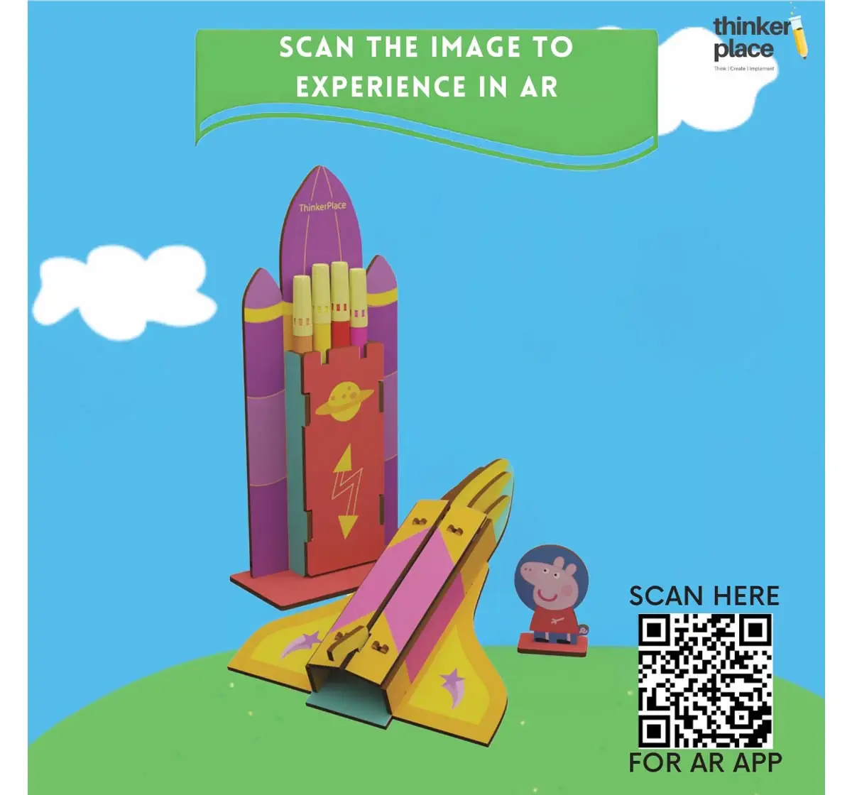 Thinkerplace DIY Peppa Pig - SpaceShuttle Coloring Model, Educational Toys, 3Y+
