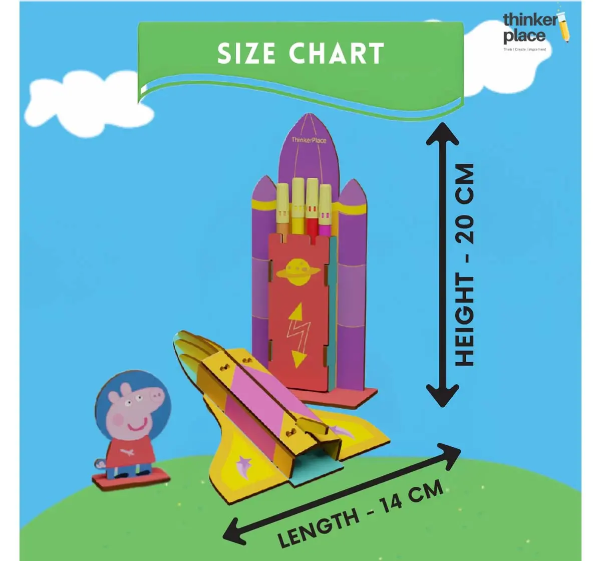 Thinkerplace DIY Peppa Pig - SpaceShuttle Coloring Model, Educational Toys, 3Y+