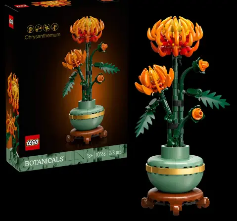 LEGO Icons Chrysanthemum Flower Decor Building Set 10368 (278 Pieces) 18Y+