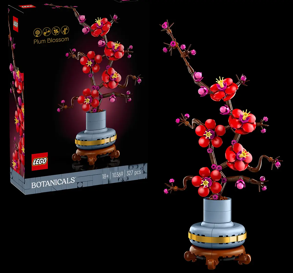 LEGO Icons Plum Blossom Flower Decor Display Set 10369 (327 Pieces) 18Y+