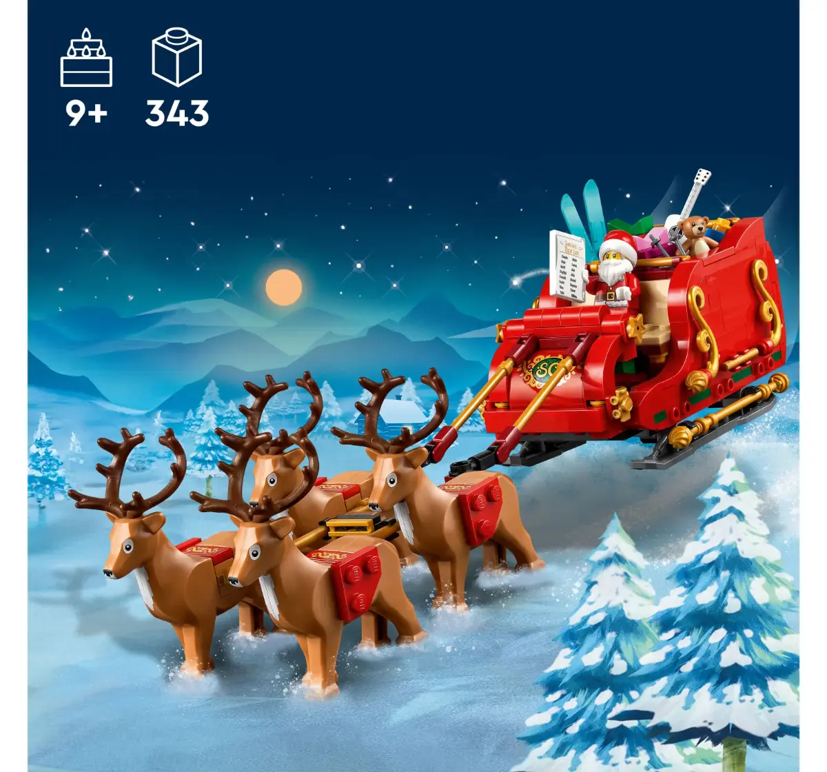 LEGO Iconic Santas Sleigh Toy 40499 (343 Pieces), 9Y+