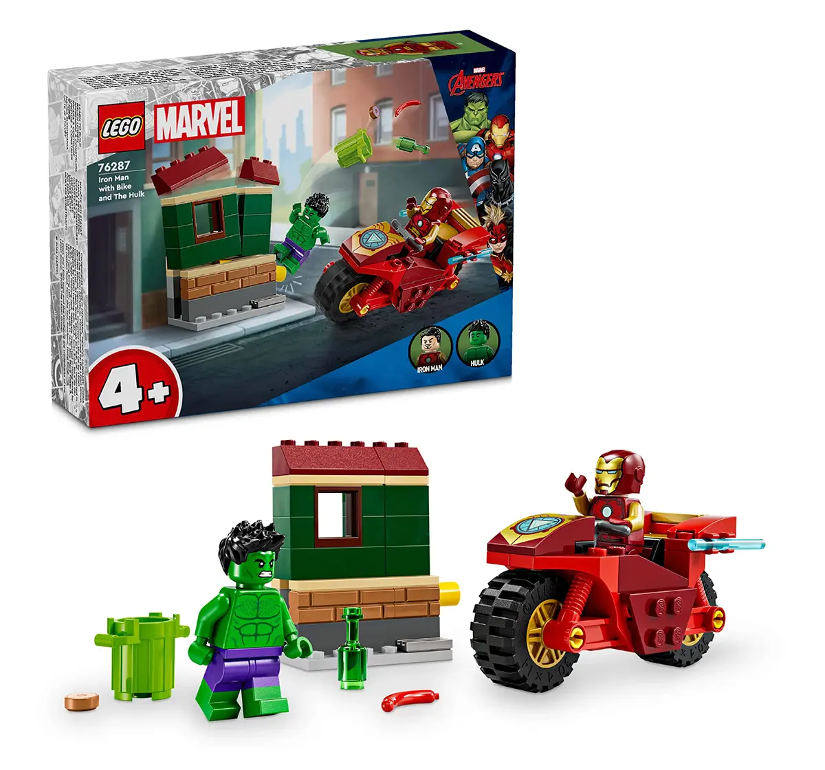 LEGO Marvel Iron Man with Bike and The Hulk Playset 76287(68 Pieces) 4Y+