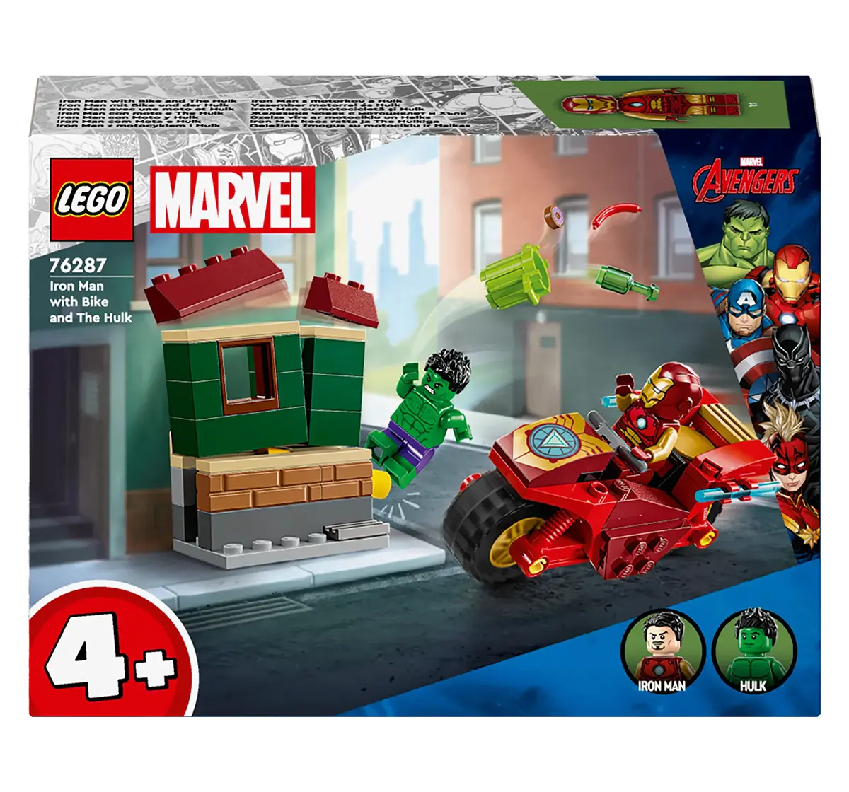 LEGO Marvel Iron Man with Bike and The Hulk Playset 76287(68 Pieces) 4Y+