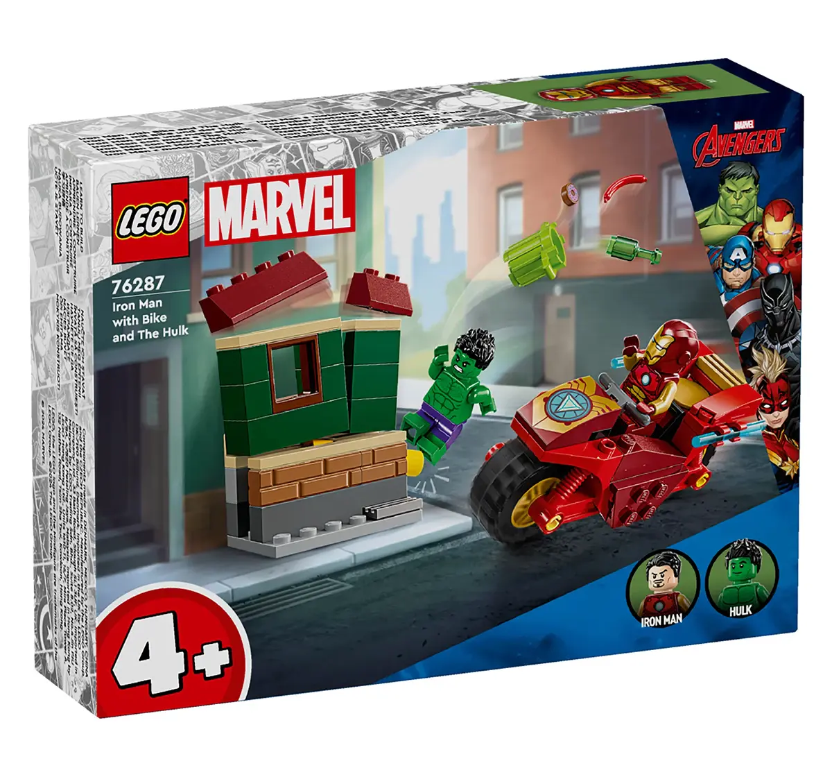 LEGO Marvel Iron Man with Bike and The Hulk Playset 76287(68 Pieces) 4Y+