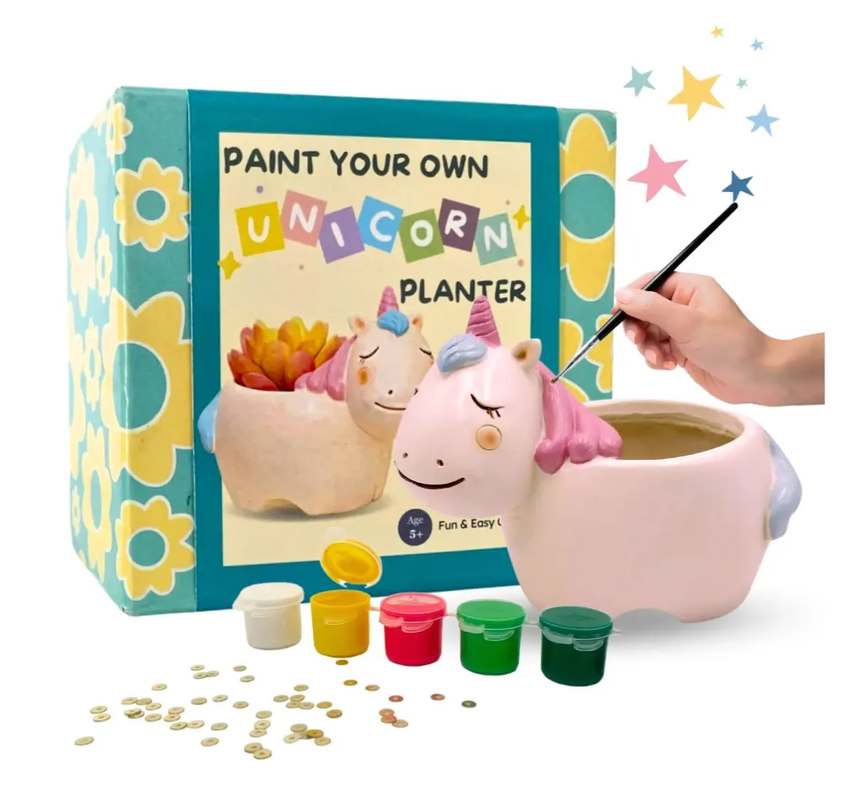 Craftopedia Paint Your Own Unicorn Planter Kit, DIY Art and Craft Ceramic Activity Kit, Gift Set, 4Y+