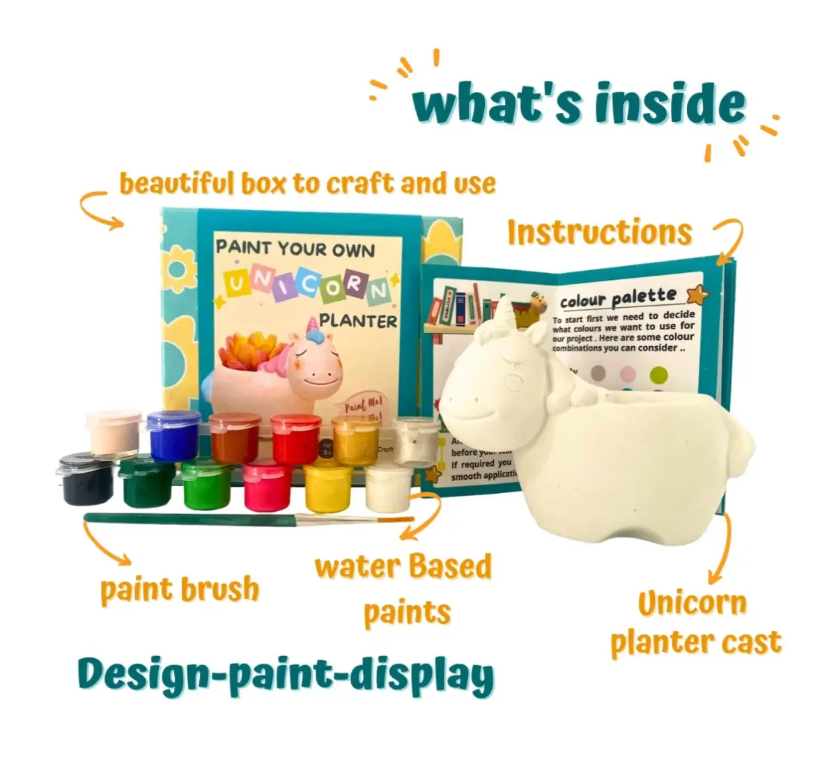 Craftopedia Paint Your Own Unicorn Planter Kit, DIY Art and Craft Ceramic Activity Kit, Gift Set, 4Y+