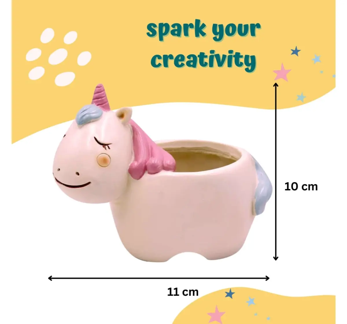 Craftopedia Paint Your Own Unicorn Planter Kit, DIY Art and Craft Ceramic Activity Kit, Gift Set, 4Y+