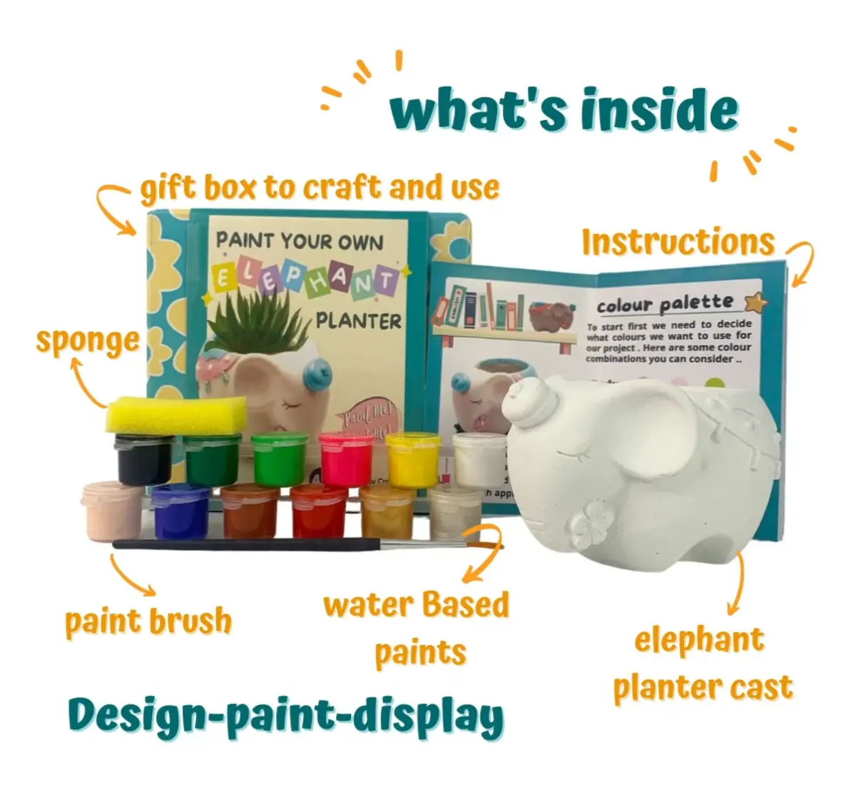 Craftopedia Paint Your Own Elephant Planter Kit, DIY Art and Craft Ceramic Activity Kit, Gift Set, 4Y+