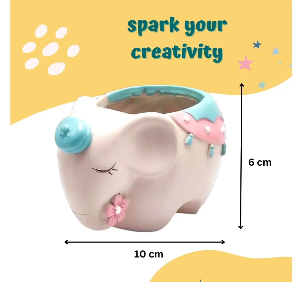 Craftopedia Paint Your Own Elephant Planter Kit, DIY Art and Craft Ceramic Activity Kit, Gift Set, 4Y+