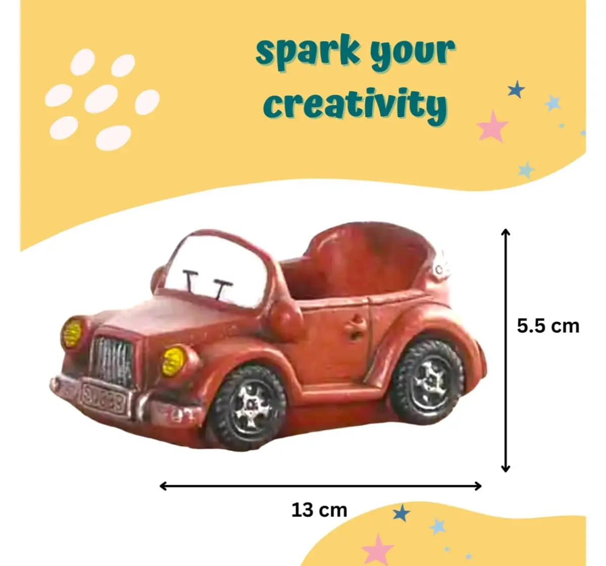 Craftopedia Paint Your Own Vintage Car Planter Kit, DIY Art and Craft Ceramic Activity Kit, Gift Set, 4Y+