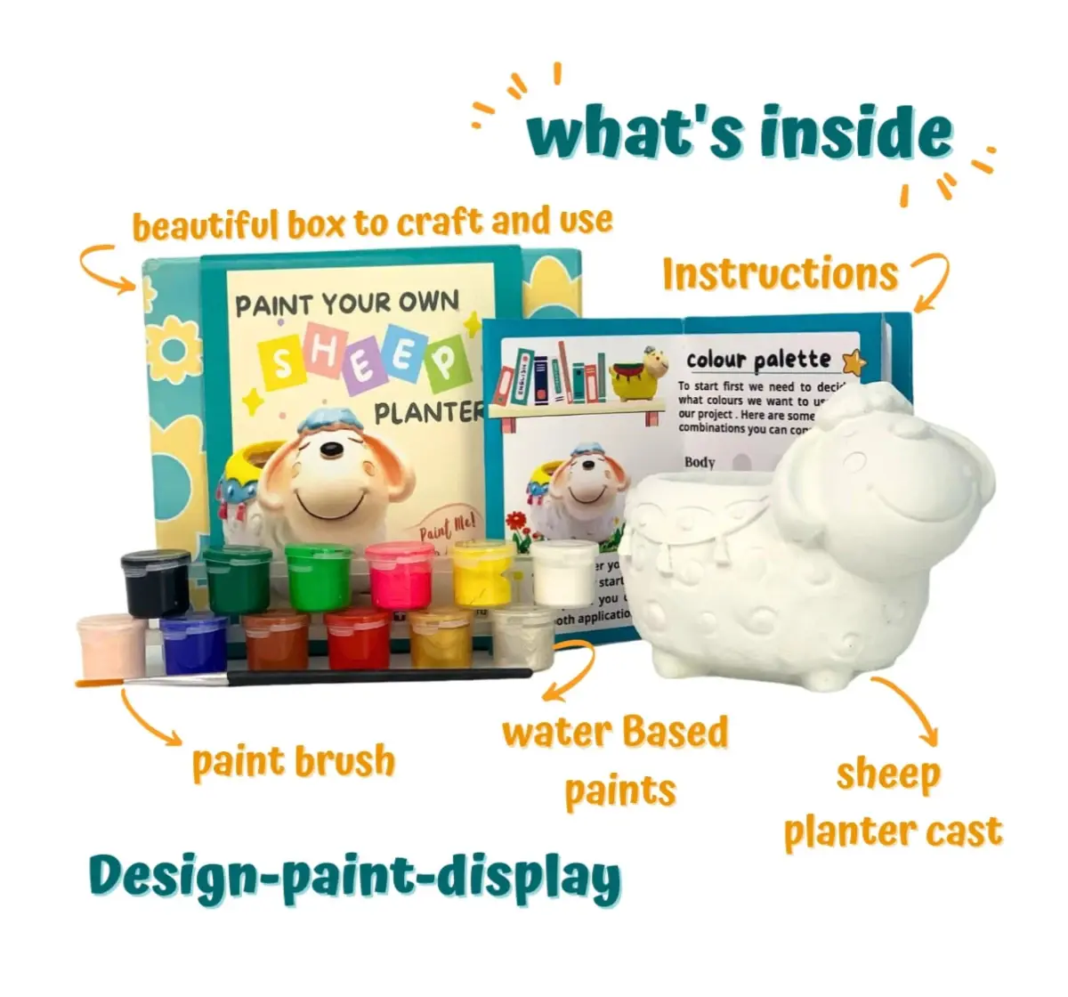 Craftopedia Paint Your Own Sheep Planter Kit, DIY Art and Craft Ceramic Activity Kit, Gift Set, 4Y+