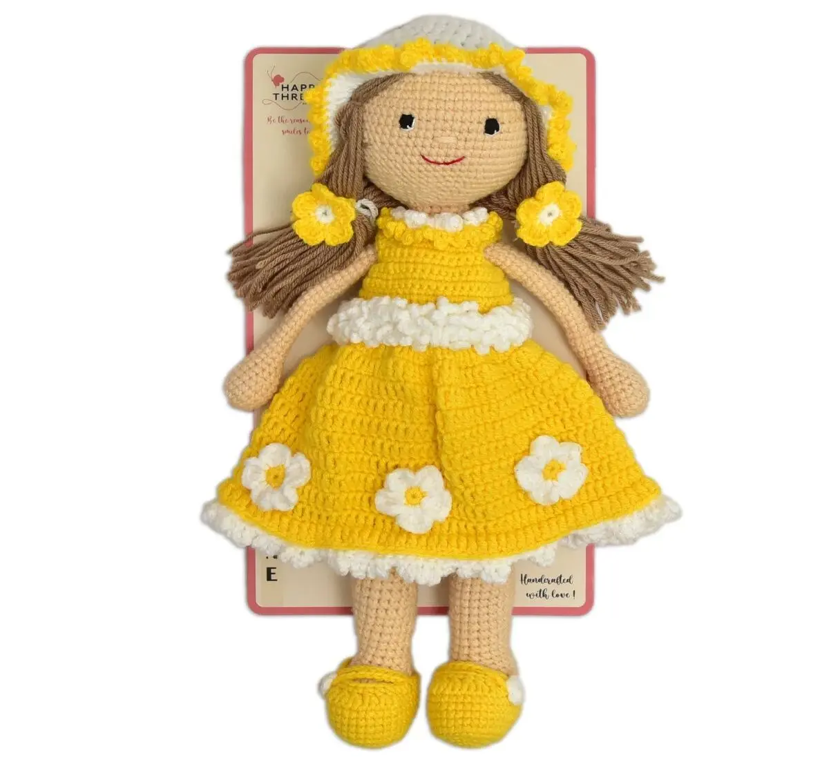 Happy Threads Sunshine, Handmade Crochet Stuffed Doll, 9M+