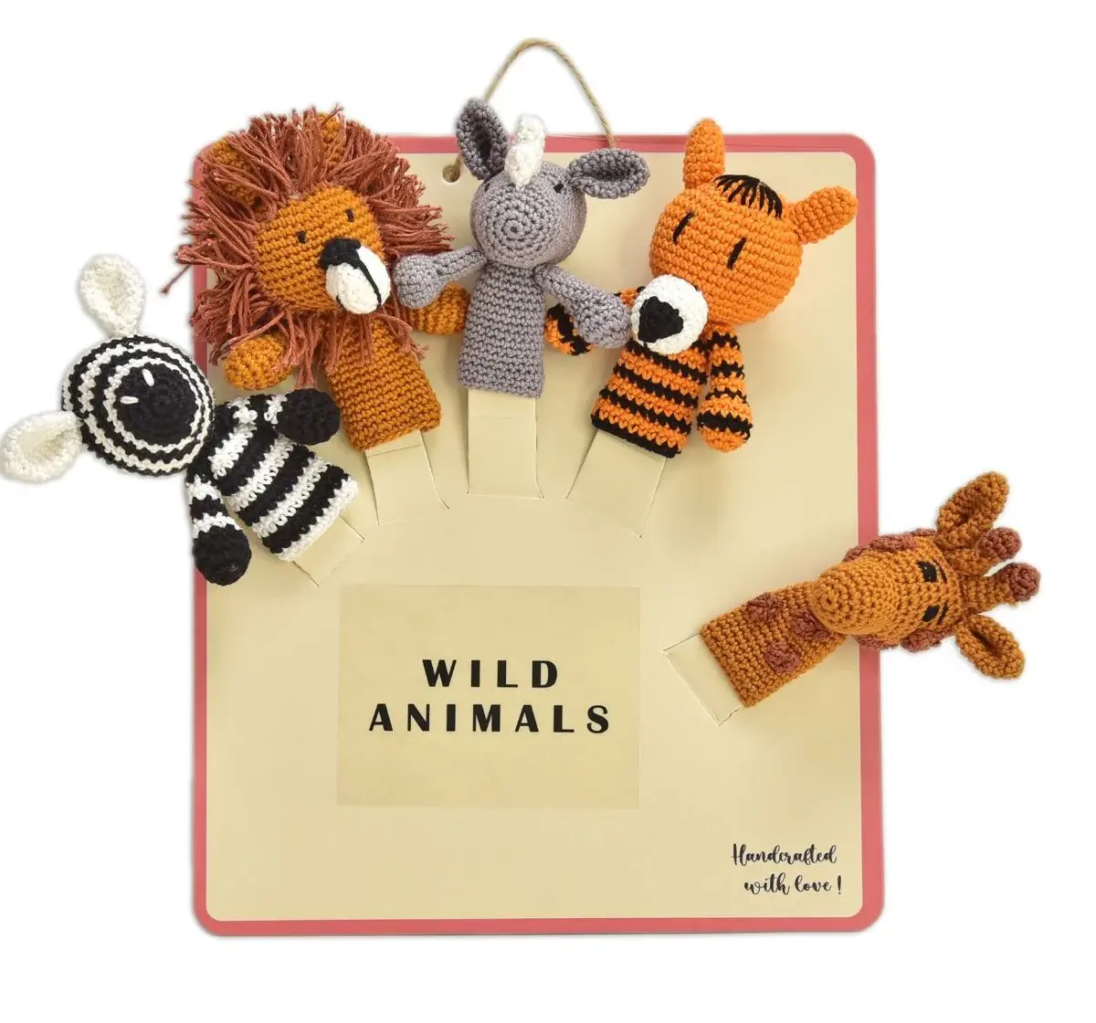 Happy Threads Handcrafted Amigurumi Wild Animal Finger Puppets, 3Y+