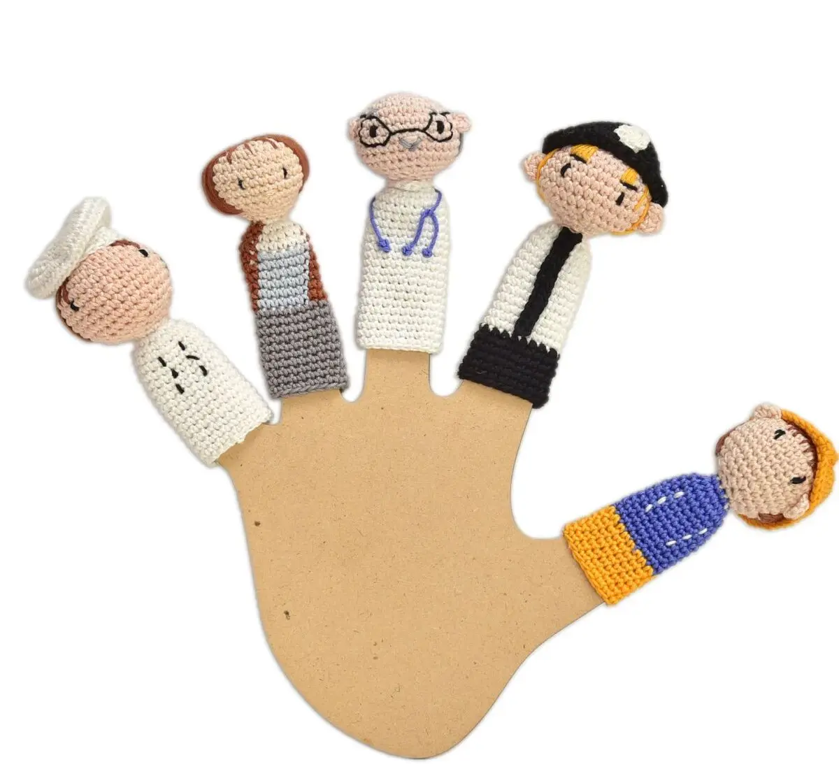 Happy Threads Handcrafted Amigurumi Community Workers Finger Puppets, 3Y+
