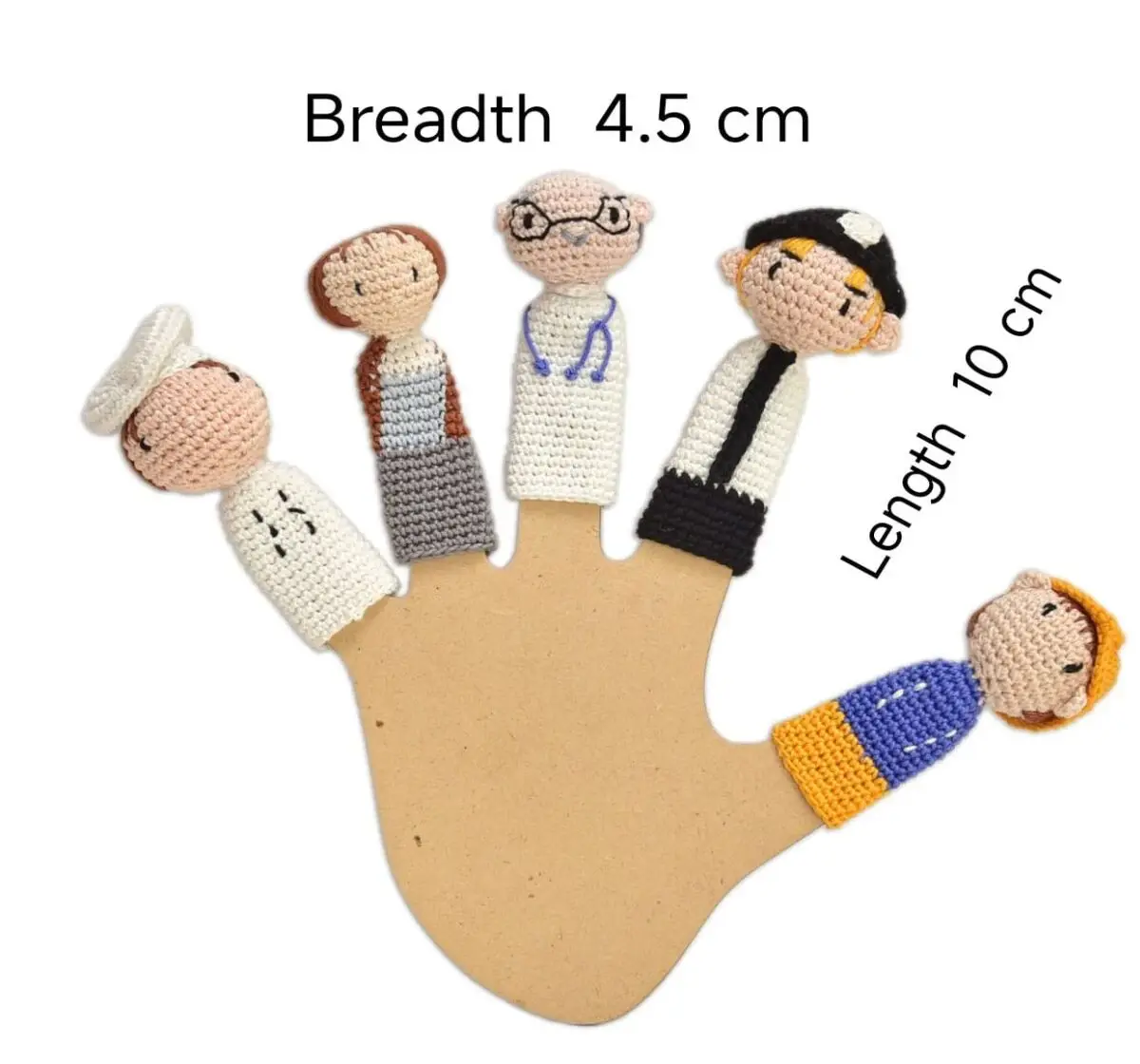 Happy Threads Handcrafted Amigurumi Community Workers Finger Puppets, 3Y+