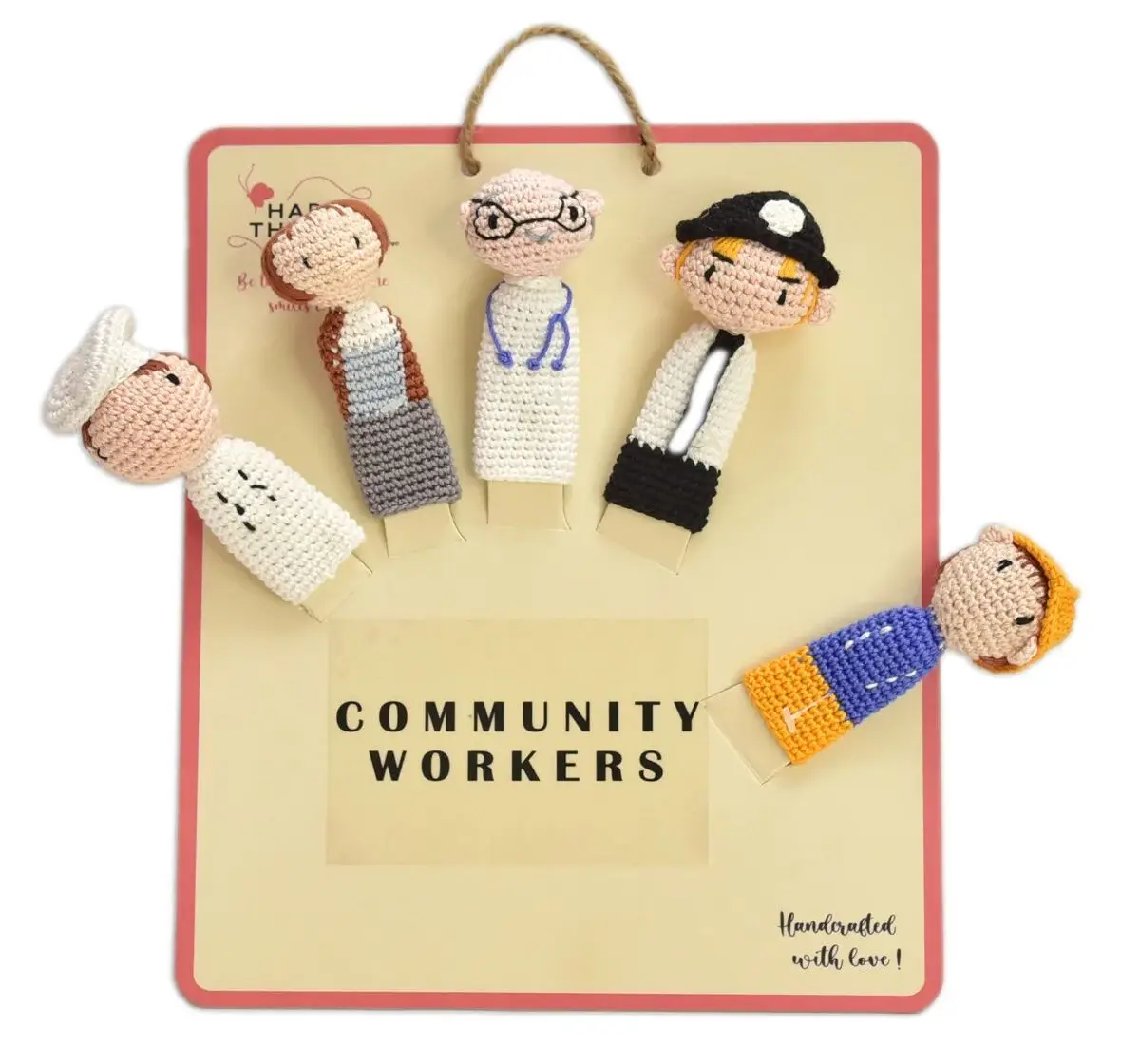 Happy Threads Handcrafted Amigurumi Community Workers Finger Puppets, 3Y+
