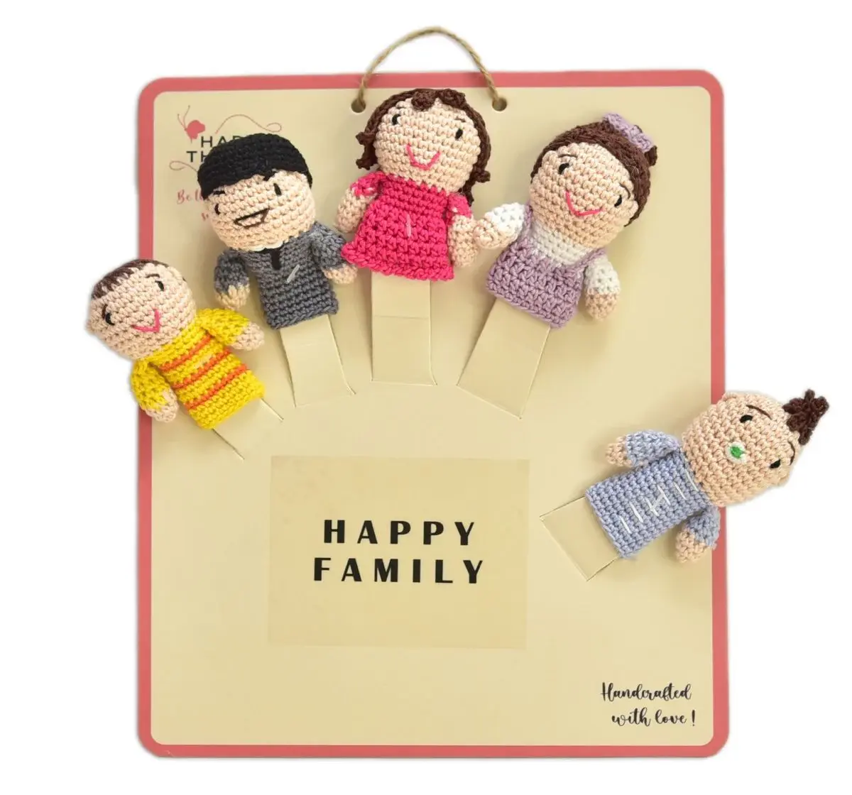 Happy Threads Handcrafted Amigurumi Family Finger Puppets, 3Y+