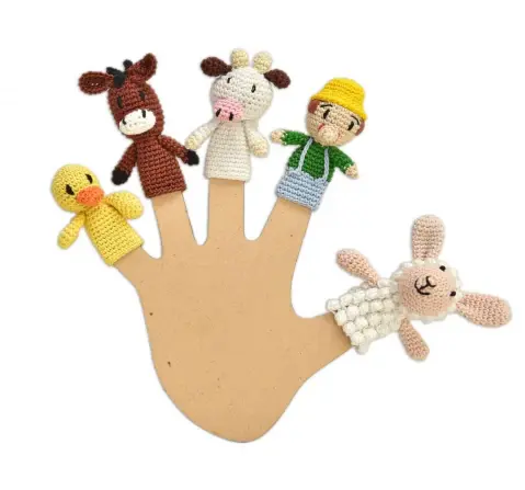 Happy Threads Handcrafted Amigurumi Ranch Pals Finger Puppets, 3Y+