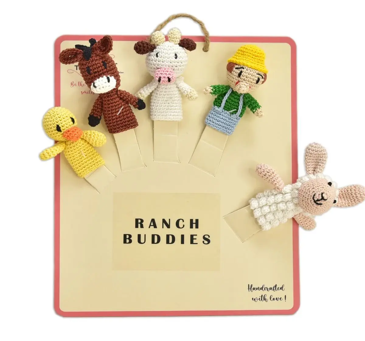 Happy Threads Handcrafted Amigurumi Ranch Pals Finger Puppets, 3Y+