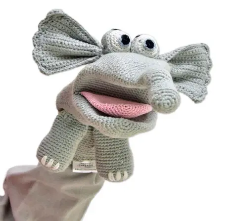 Happy Threads Handcrafted Jumbo the Elephant Hand Puppets, 3Y+