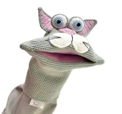 Happy Threads Handcrafted Mimi the Cat Hand Puppets, 3Y+