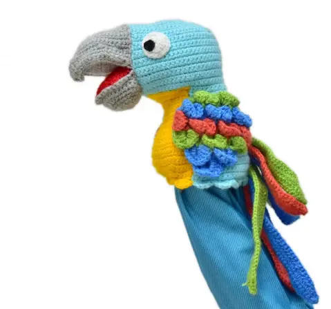 Happy Threads Handcrafted Tango the Macaw Hand Puppets