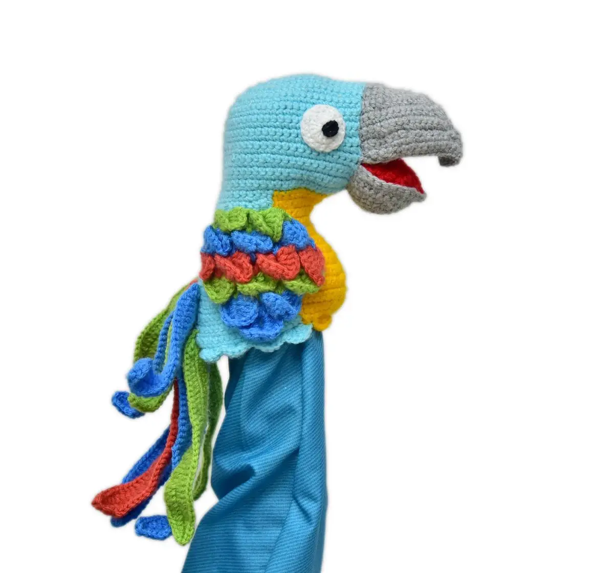 Happy Threads Handcrafted Tango the Macaw Hand Puppets