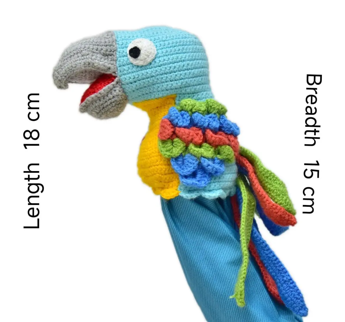 Happy Threads Handcrafted Tango the Macaw Hand Puppets