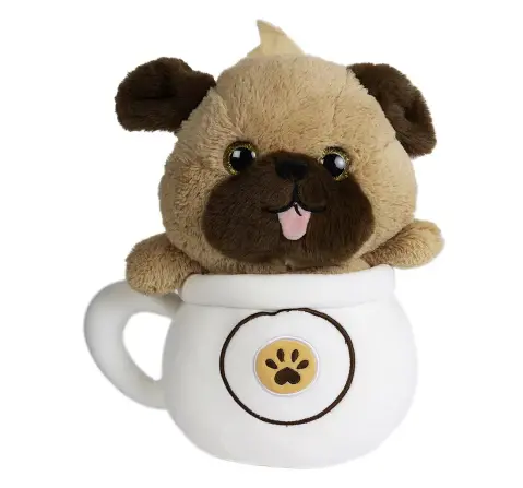 Fuzzbuzz Pup in a Mug Soft Toy, 28cm, 18M+, White