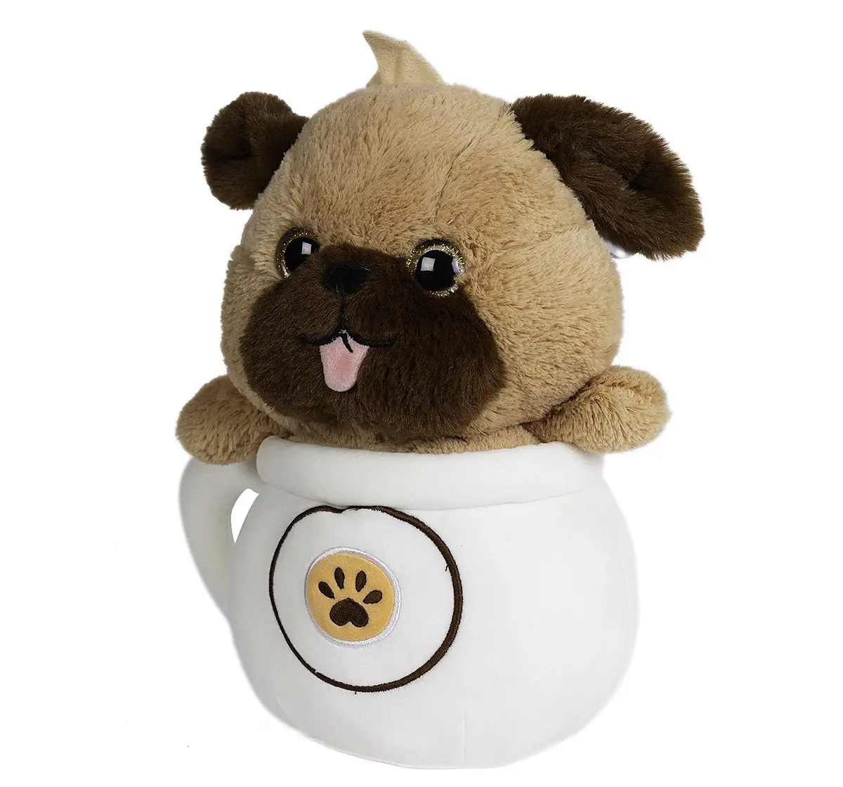 Fuzzbuzz Pup in a Mug Soft Toy, 28cm, 18M+, White