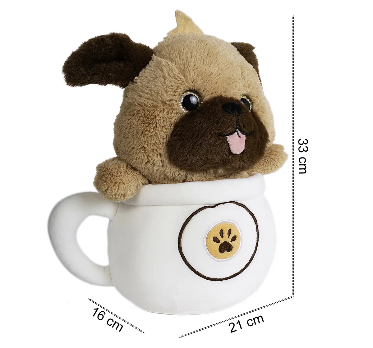 Fuzzbuzz Pup in a Mug Soft Toy, 28cm, 18M+, White