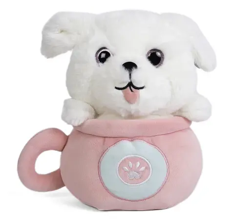 Fuzzbuzz Pup in a Mug Soft Toy, 28cm, 18M+, Pink