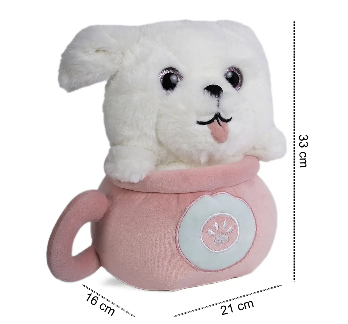 Fuzzbuzz Pup in a Mug Soft Toy, 28cm, 18M+, Pink