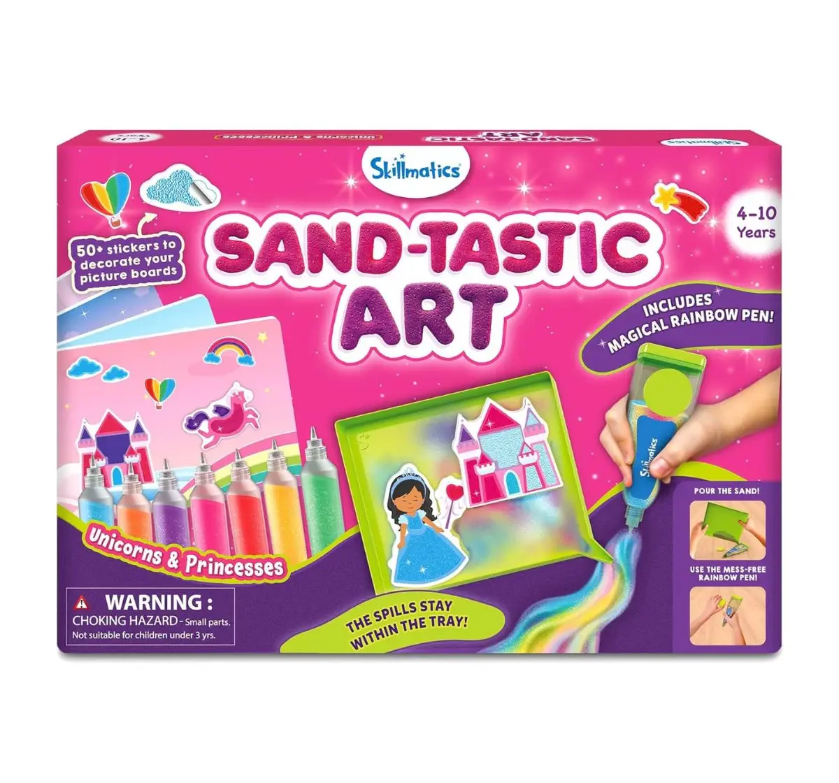 Skillmatics Sand-Tastic Art Unicorns & Princesses, Controlled-Mess Sand Art, 4Y+