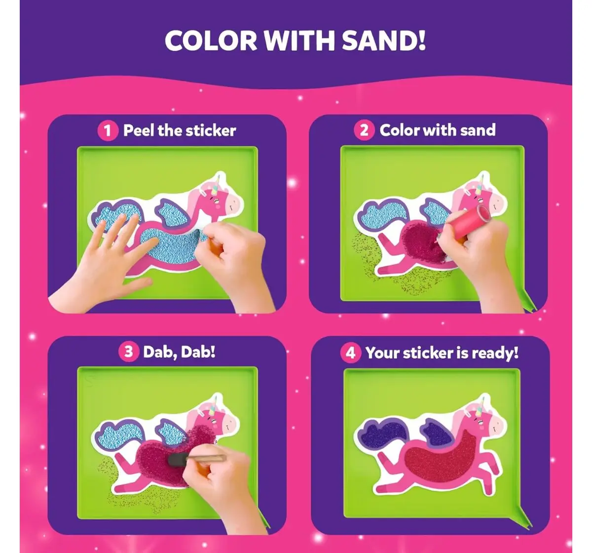 Skillmatics Sand-Tastic Art Unicorns & Princesses, Controlled-Mess Sand Art, 4Y+