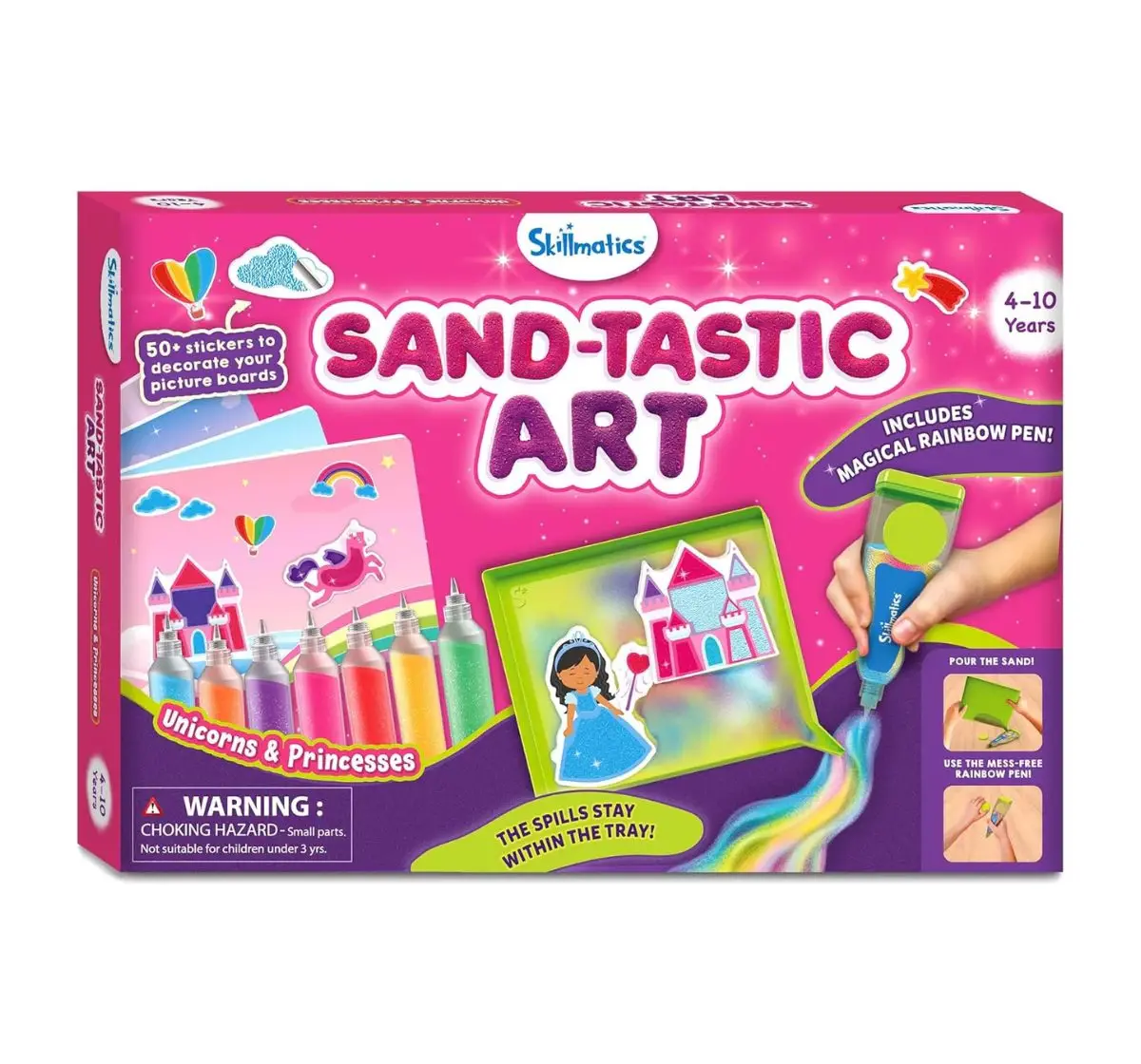 Skillmatics Sand-Tastic Art Unicorns & Princesses, Controlled-Mess Sand Art, 4Y+