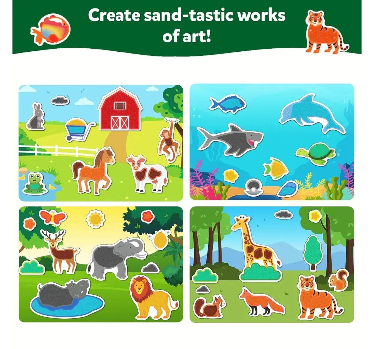 Skillmatics Sand-Tastic Art Animals, Controlled-Mess Sand Art, 4Y+