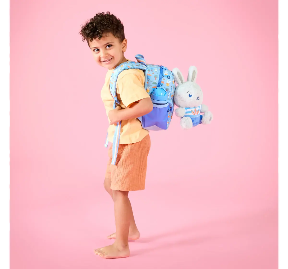 Smiggle Out & About Collection Plush 10 inches Backpack For Kids Age, 3Y+, Blue