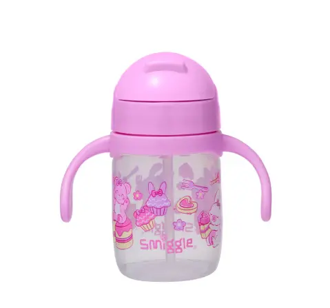 Smiggle Sippy Out & About Bottle For Kids Age 3Y+ Pink, 14cm