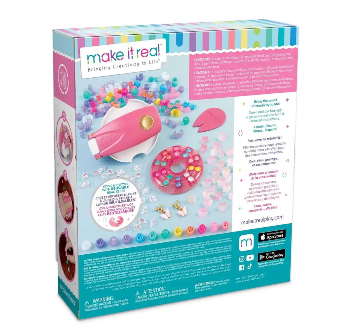 Make It Real DIY Toys Set - Snap n' Glam Hair Styling Set, Multicolor, 8Y+