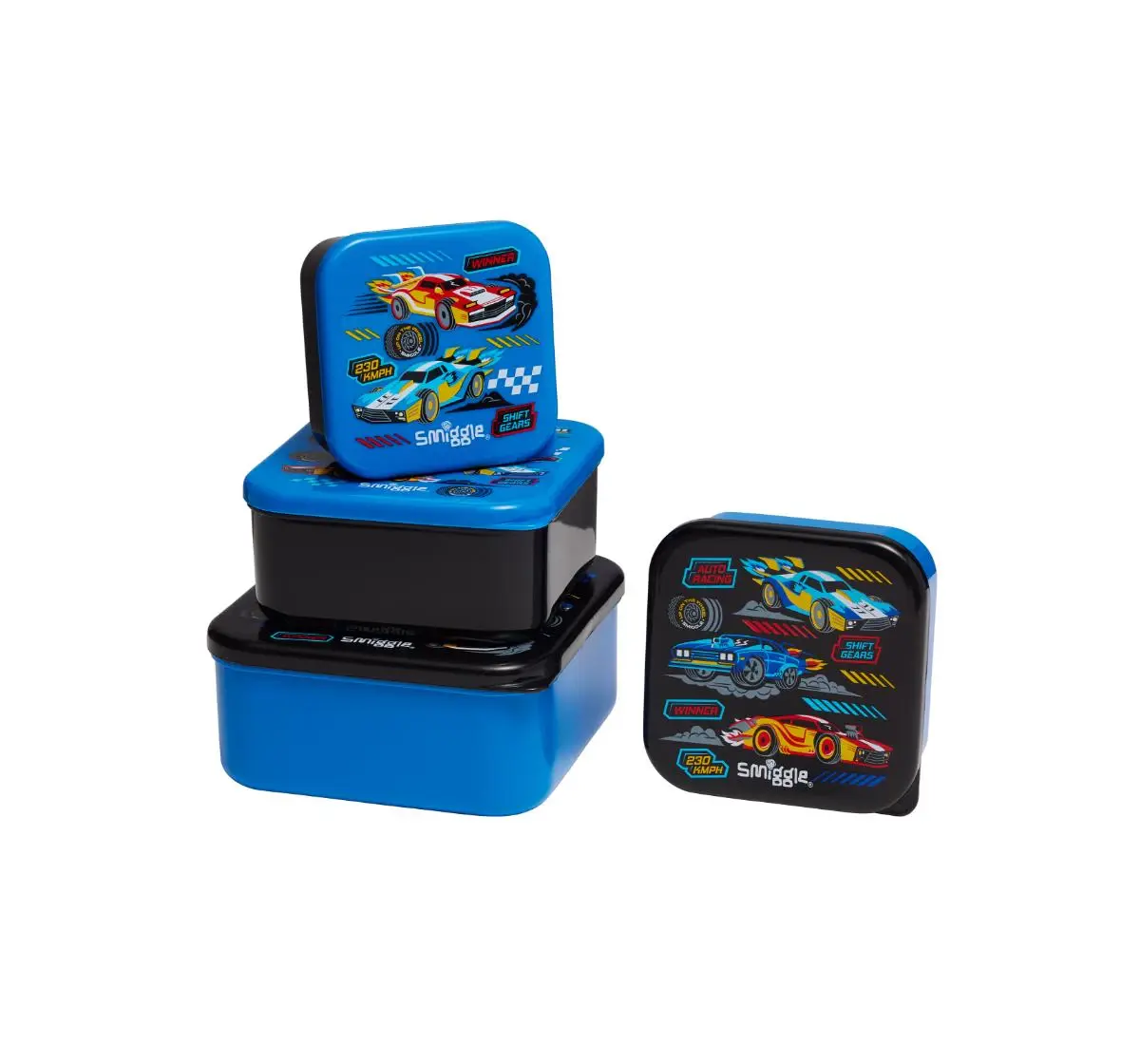 Smiggle Curious Collection Food Container 4 In 1, Black, 3Y+