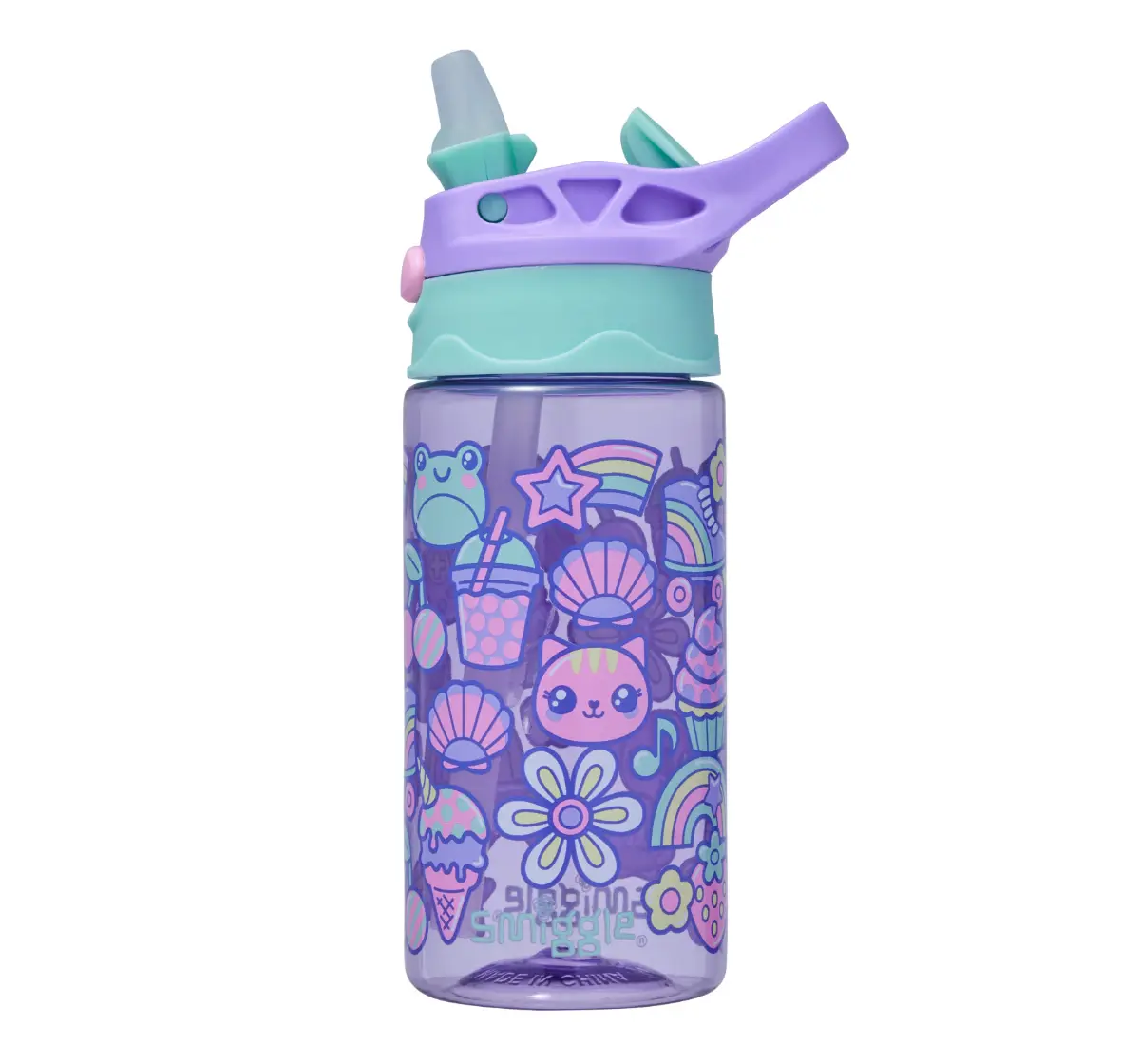 Smiggle Curious Collection Water Bottle Flip 440 ml, Lilac